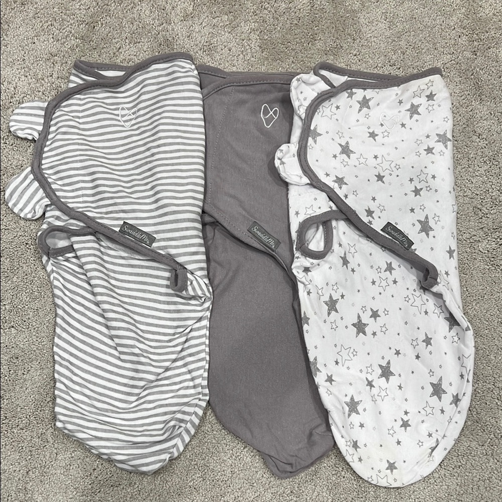 SwaddleMe By Ingenuity Gray and White Swaddle Bundle 100% Cotton